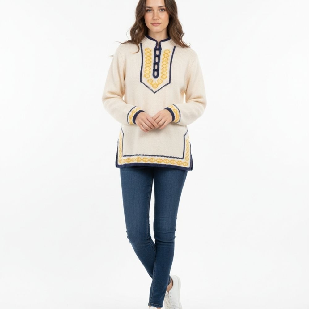 Elegant Cream and Yellow Women's Sweater